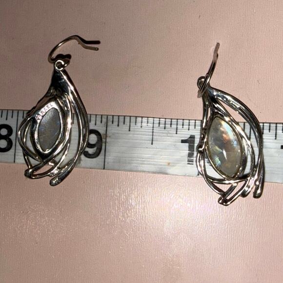 Hagit Gorali Sterling Silver Moonstone Drop Earrings, Israel Signed, Artisan - Picture 8 of 15
